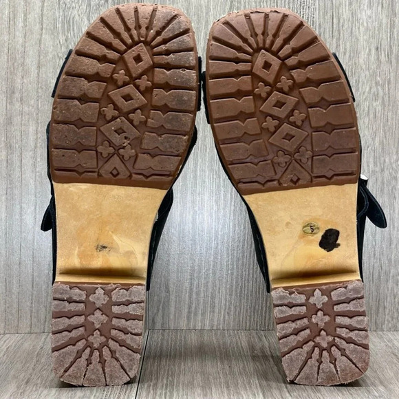 Xhilanation Sandals Womens Size 5 Cross Strap Slides Chunky Heel Leather Black - Picture 11 of 11